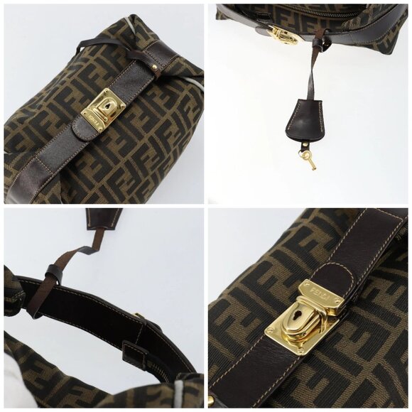 FENDI Zucca Canvas Vanity Bag Black Brown Auth 144277 - Picture 16 of 16